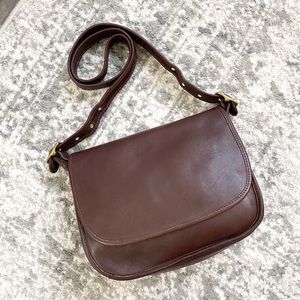 Vintage Coach Classic Brown Leather Saddle Bag